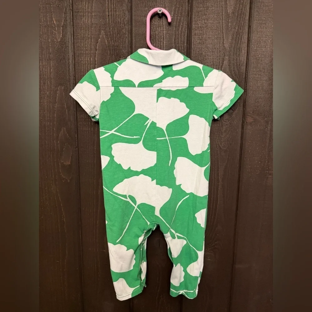 DIANE VON FURSTENBERG Infant 6-9 Months Baby Snap Up One Piece Green/White